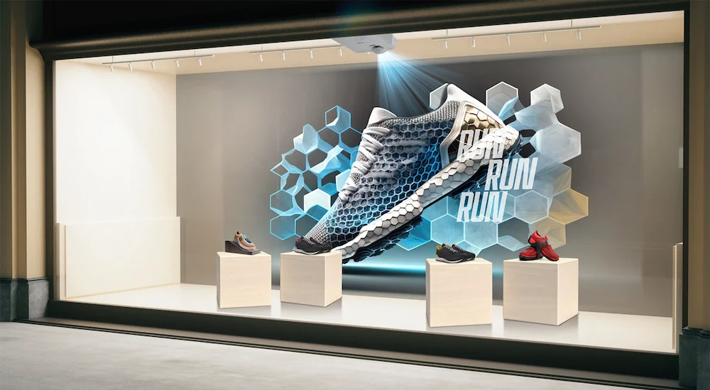 Epson EB-L210SW — Interior illustration with projection onto a sculptural display.