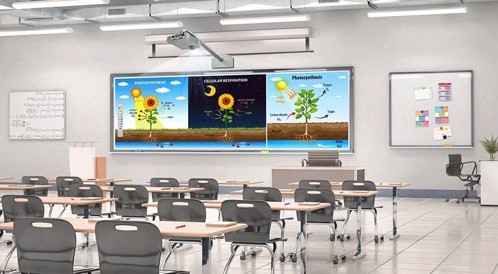 Epson EB-L210SW — Classroom illustration showing a large projected screen.