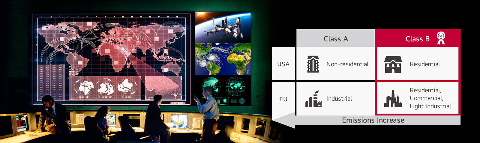 The VM5R, certified as EMC Class B, is installed on the control room wall.