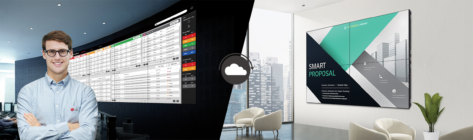 The LG employee is remotely monitoring the VM5R installed in another location.