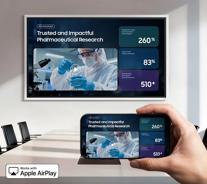 Present from any Apple device — no cables needed