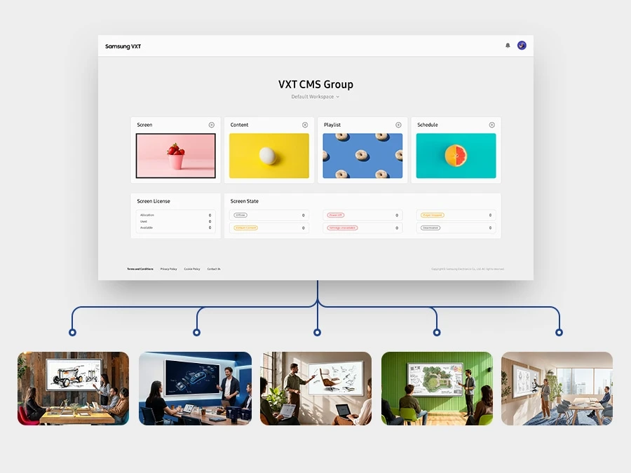 Samsung VXT remotely manages Flips installed in various locations all at once.
